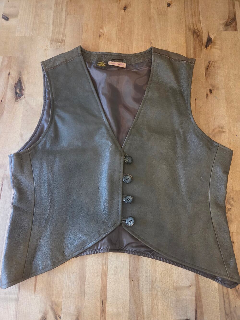 Wrangler Women's Genuine Brown Leather Vest Western Size Large Large W3015B